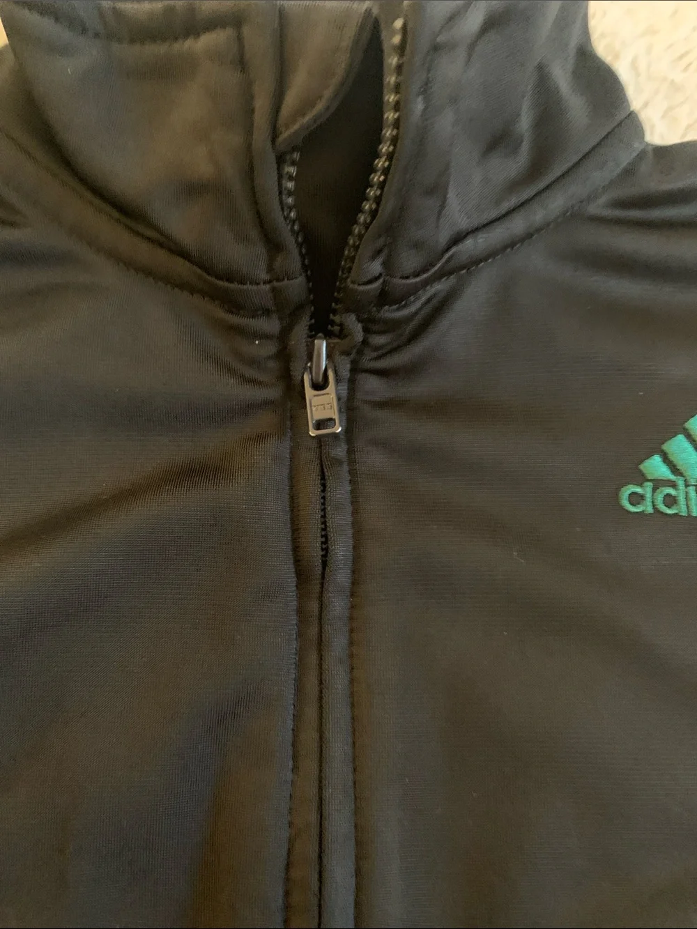 Adidas Black Green Zip-Up Jacket 12M Boys EUC